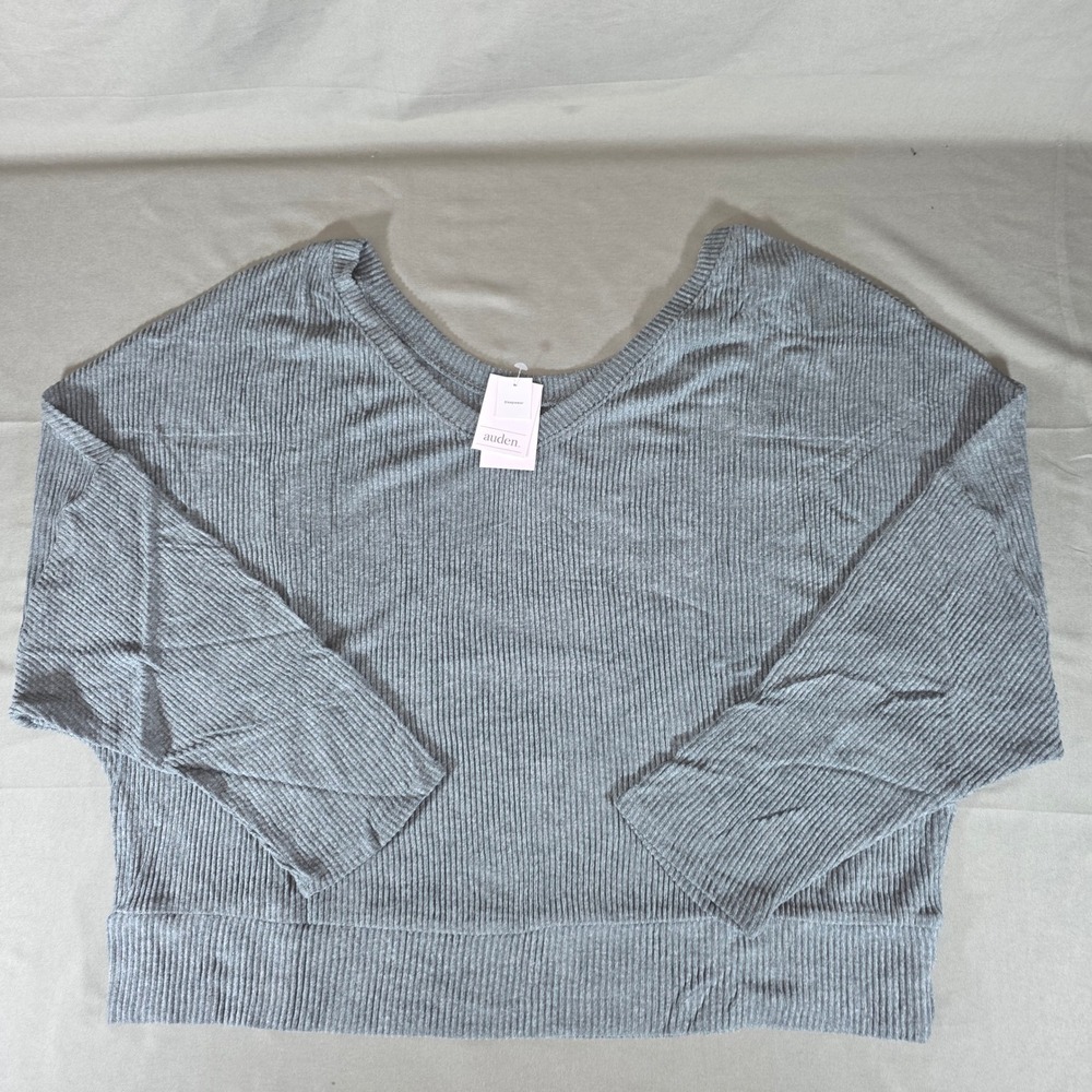 Auden Dark Gray Ribbed Reversible Neckline Sleepwear Lounge Top XXL NEW